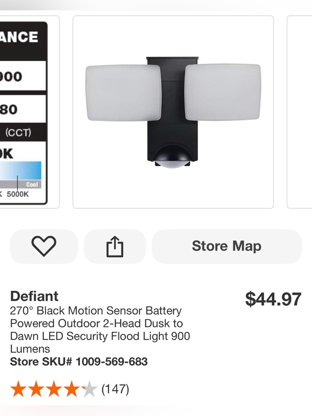 New Defiant Motion-Activated LED Flood Light - Picture 2 of 4